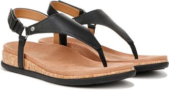 Vionic Kirra II I8691l2001 Sandals Women Black Leather Toe Post Thong RHS9251
