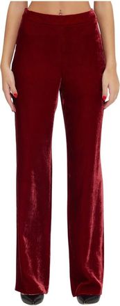 Moschino Wijde Fluwelen Broek - Dames - Wijde Broeken - Rood - S - Broeken