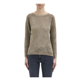 Avant Toi Round-neck Knitwear, female, Brown, Size: S Maglia Collo a Barchetta