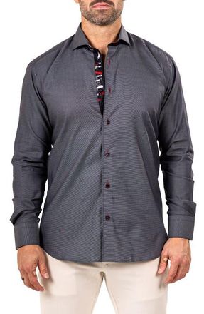 Maceoo Eins Marthy Contemporary Fit Cotton Button-Up Shirt in Black at Nordstrom, Size 5