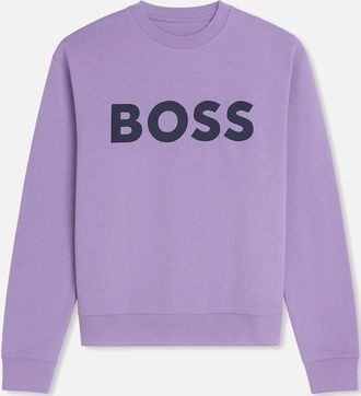 HUGO BOSS Mens Mens Boss Purple We Basic Crew Rubber Print Logo Sweatshirt - Size: 42