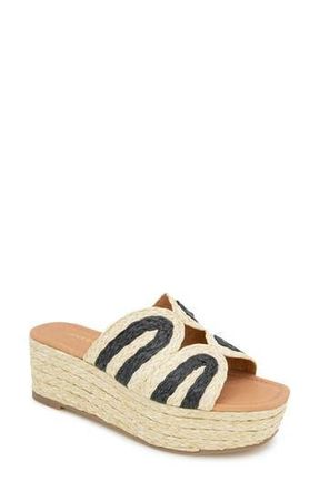 Andr&eacute; Assous Serene Espadrille Platform Wedge Slide Sandal in Natural/Black at Nordstrom Rack, Size 7