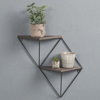 Dmora Estante Caccuri, 3 Niveles, Madera De Abeto, Estructura Negra, 45x13x34h Cm Color Nogal