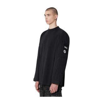 032c Tops, Heren, Zwart, L, Katoen, Sterkere Klittenband Longsleeve