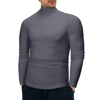 Generic Mock Neck Tops for Men Turtleneck Shirts Long Sleeve Thermal Undershirts Slim Fit Basic Pullover Top Solid Color Tees Playera Cuello De Tortuga para H