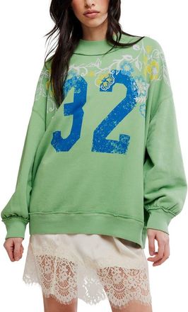 Free People We The Free Palm Spring Turtle Graphic Sweatshirt in Green Combo at Nordstrom, Size X-Large