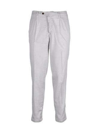BRIGLIA 1949 Grey Linen Cotton Stretch Trousers