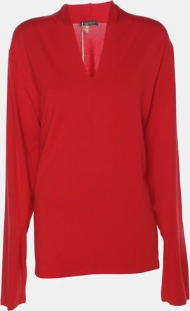 Marina Rinaldi Red Jersey V Neck Top