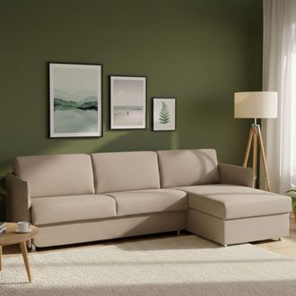 Dmora Sof&aacute; Cama Con Chaise Longue Scordia, Desenfundable, Con Caj&oacute;n Made In Italy, Hidr&oacute;fugo Multiposici&oacute;n, 260x160 Cm
