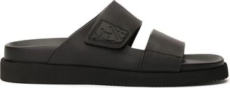 Kazar Comfortabele zwarte slides met matte afwerking - Heren - Sandalen - Zwart - 40 EU - Leer - Schoenen