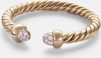 David Yurman Cablespira Micro 18kt gold ring with diamonds