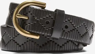 Cole Haan Womens Hand Laced Leather Belt - Black Size Medium