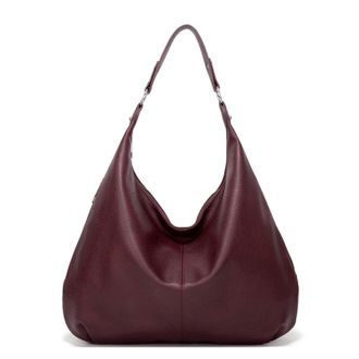 Generic Ashioup Womens Tote Bag Vintage PU Leather Handbags for Women Hobo bags Tote Shoulder Bag with Zipper, Dark Red Coffee, One Size