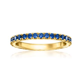RS Pure by Ross-Simons Lab-Grown Sapphire Eternity Band in 18kt Gold Over Sterling
