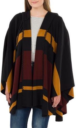 Patricia Nash Stripe Hooded Ruana in Black Mutli at Nordstrom Rack