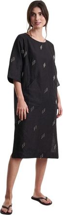 Bitte Kai Rand Midi Jurk - Dames - Casual kleedjes - Zwart - S - Linnen - Kleedjes