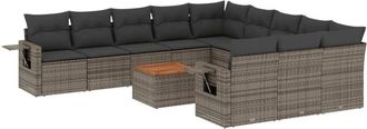 vidaXL Set De Sof&aacute;s De Jard&iacute;n 12 Pzas Con Cojines Rat&aacute;n Sint&eacute;tico Gris Vidaxl