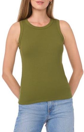 Halogen Fitted Ribbed Tank Top in Green Olive at Nordstrom Rack, Size X-Small