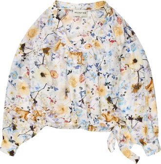 Munthe Elegante blouse van zijdemix met bloemenprint - Dames - Blouses - Veelkleurig - M - Leer - Overhemden
