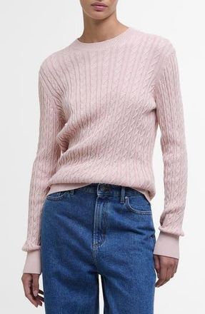 Barbour Hartland Cotton Cable Crewneck Sweater in Primrose Pink at Nordstrom Rack, Size 8 Us / 12 Uk