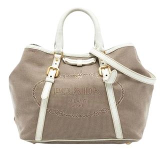 Prada Bolso Satchel de lona Pre-owned - Pre-owned - Mujer - Beige - ONE SIZE