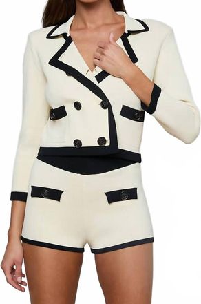 L'agence Janu Cropped Knit Jacket In Vintage White/black