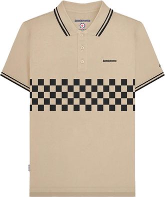 Lambretta Heren SS25 Tweekleurig Gestipt Poloshirt (Steen/Zwart)