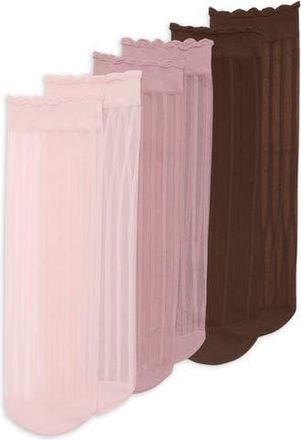 Nordstrom Rack Assorted 3-Pack Sheer Rib Lace Socks in Pink Brown Multi at Nordstrom Rack, Size 9/11