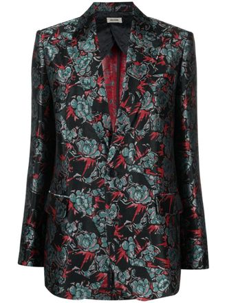 Zadig&Voltaire Blazer monopetto a fiori jacquard - Nero