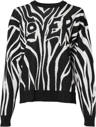 Dolce & Gabbana Black White Print Women Pullover Womens Sweater