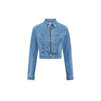 Marine Serre Moon-print Cropped Denim Jacket