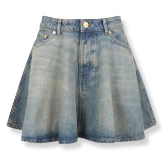 Ganni Denim Skirts, female, Blue, Size: M Tint Rigid Denim Mini Skirt