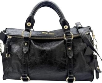 Miu Miu Pre-owned Handbags, female, Black, Size: ONE SIZE Pre-owned Leather Shoulder Bag