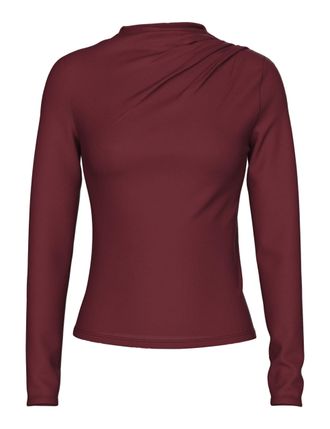 Pieces Womens Pcmadison LS Draped Top Noos BC Long Sleeve Shirt, Tawny Port, Large