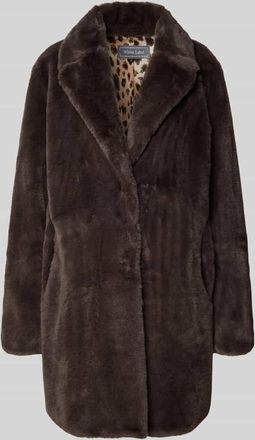 White Label Mantel mit Kunstfellbesatz in Dunkelbraun, Gr&ouml;&szlig;e 42