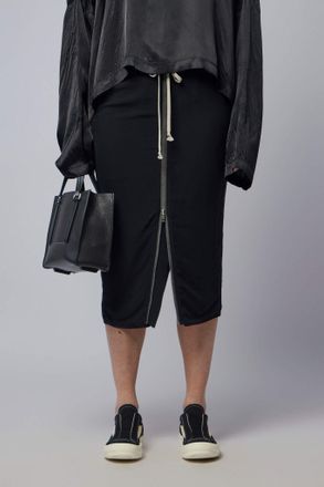 Rick Owens Woven Skirt - Zipped Short Pillar Black