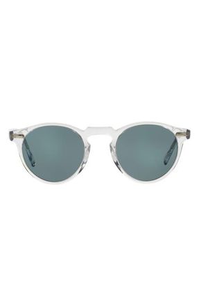 Oliver Peoples Gregory Peck Phantos 50mm Round Sunglasses in Crystal /Indigo Photochromic at Nordstrom