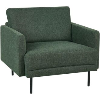 Beliani Beliani - Sill&oacute;n Moderno Tapizado Patas De Metal Tejido Repelente Al Agua Respaldo Acolchado Verde Oscuro Breda