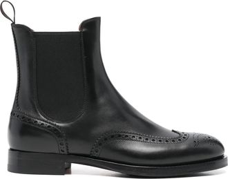 Santoni Stivali Chelsea con dettaglio brogue - Nero