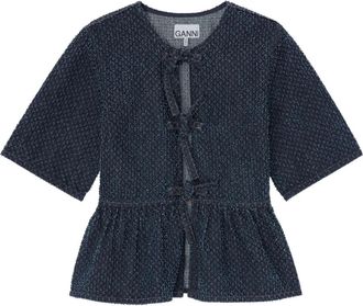 Ganni Top con peplum - Blu