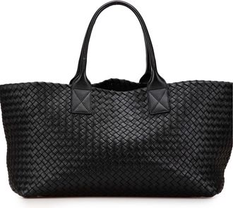 Bottega Veneta Pre-owned Womens Woven Leather Tote - Black - One Size