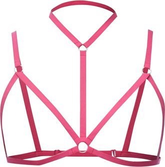 Generic Women Sexy Harness Strappy,Women Strappy Bra Adjustable Halter Belt Crop Top Bralette Cupless Cage Bra Plus Size Breast Harness Bra for Ladies Festiva
