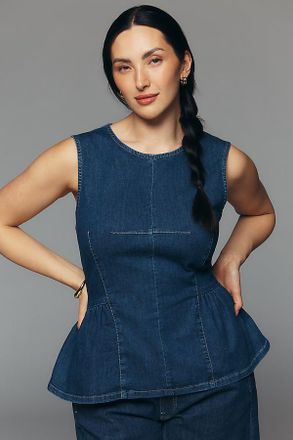 Maeve Denim Peplum Sleeveless Top