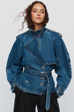 Anine Bing Pascale Denim Trench Coat Jacket