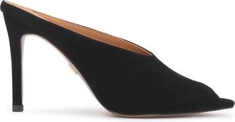 Kazar Elegante su&egrave;de stiletto muiltjes met opvallende uitsparingen - Dames - Muiltjes - Zwart - 37 EU - Su&egrave;de - Schoenen