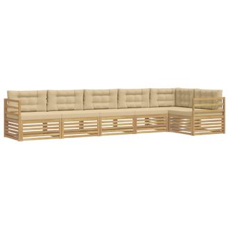 vidaXL Conjunto De Sof&aacute;s De Exterior 6 Pcs Y Beige 404 X 166,5 X 73 Cm Vidaxl