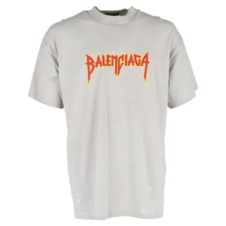 Balenciaga Balenciaga Metaal Vintage Overmaat T-Shirt in Grijze Katoen
