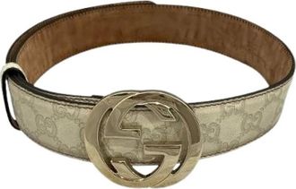 Gucci Pre-owned Belts, female, Beige, Size: ONE SIZE Pre-owned Interlocking leather belt