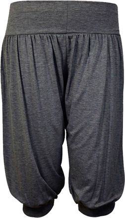 ZEE FASHION New Ladies Plus Size Ali Baba Baggy Stretch Fit Shorts Womens Plain Cropped Harem Trouser Pants UK Size 8-26 Charcoal