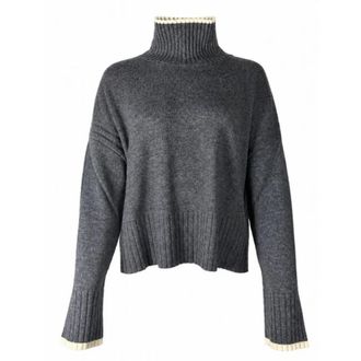 Pinko Falkland Turtleneck - Dames - Coltruien - Grijs - M - Wol - Truien & Vesten